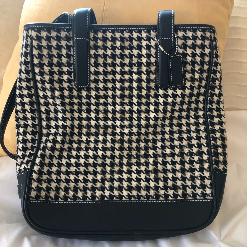 Coach Houndstooth Wool Small Tote